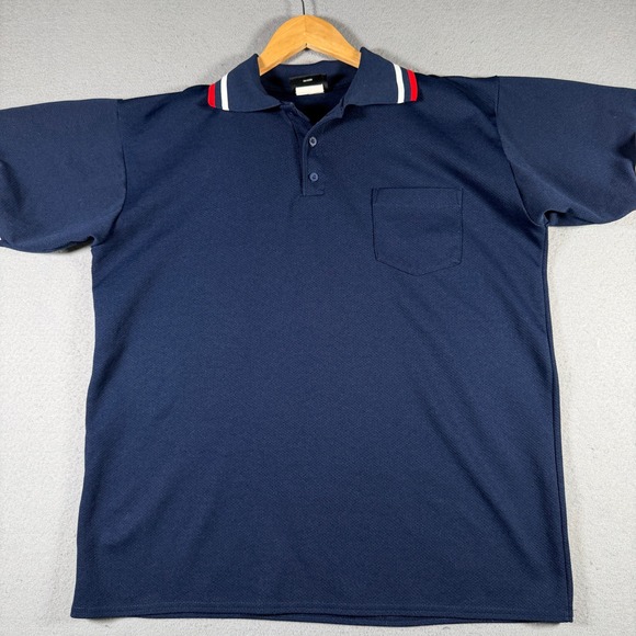 Logo Athletic Other - Logo Athletic Mens Navy Blue‎ Striped Trim Short Sleeve Pocket Polo Shirt Large